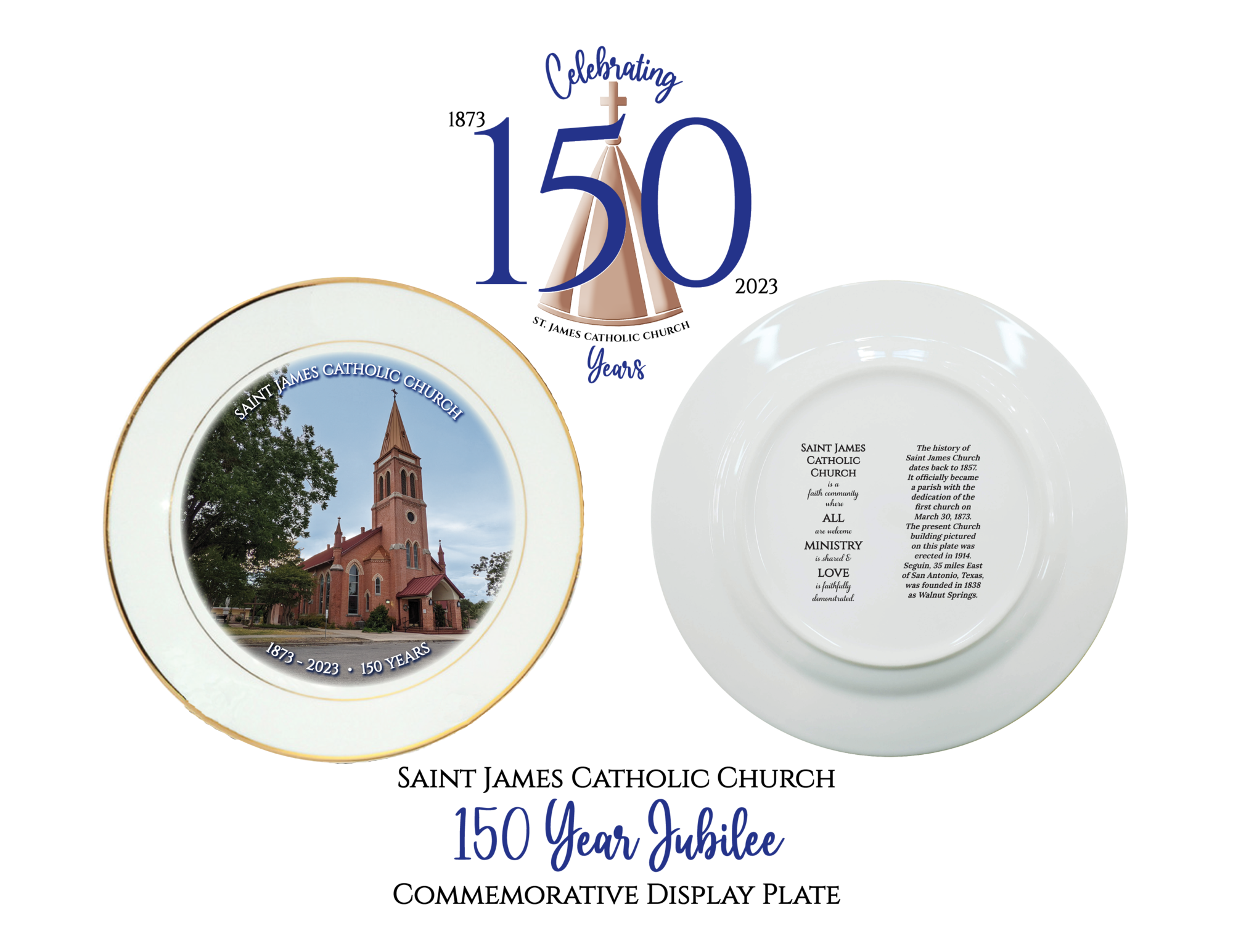 150 Year Jubilee Commemorative Display Plate St. James Catholic
